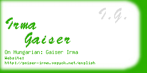 irma gaiser business card